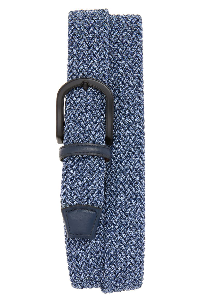 Braided Mélange Belts, Main, color, NAVY