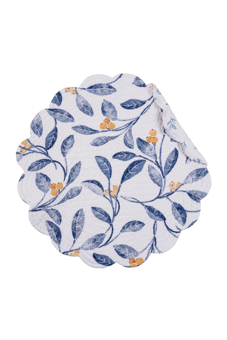 Laurelwood Quilted Round 100% Cotton Set of 6 Placemat 17", Alternate, color, Blue