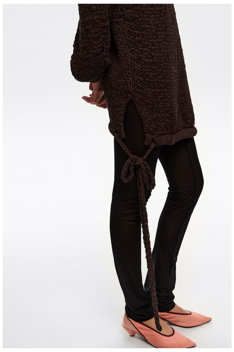 Lace Boat Neckline Sweater, Alternate, color, DARK BROWN