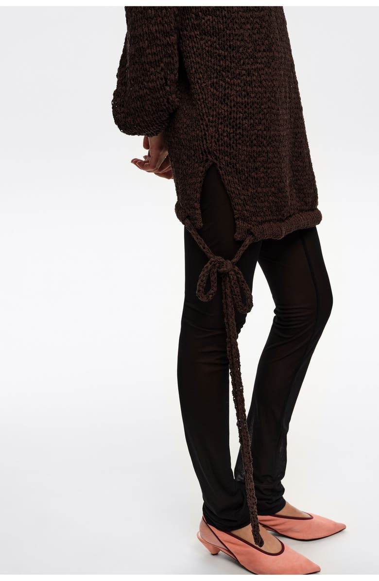 Bimba y Lola Lace Boat Neckline Sweater, Alternate, color, Dark Brown