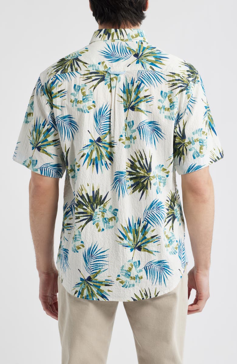 Tommy Bahama Nova Wave Frond Mosaic Short Sleeve Seersucker Button-Up Shirt, Alternate, color, White