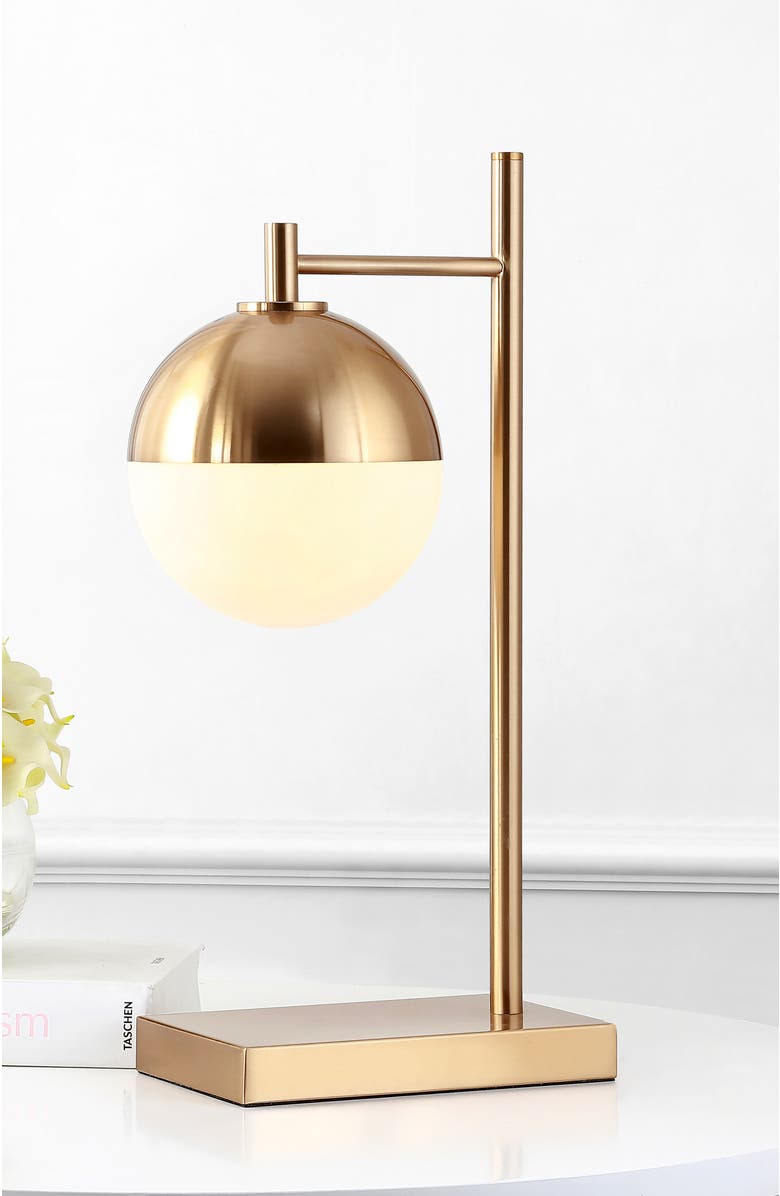 JONATHAN Y Marcel Iron/Glass Art Deco Mid-Century Globe LED Table Lamp, Alternate, color, Brass Gold
