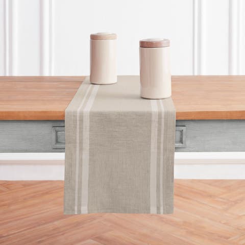 Linen Table Runner for Dining Table, Holiday and Everyday Table Decor - French Stripe