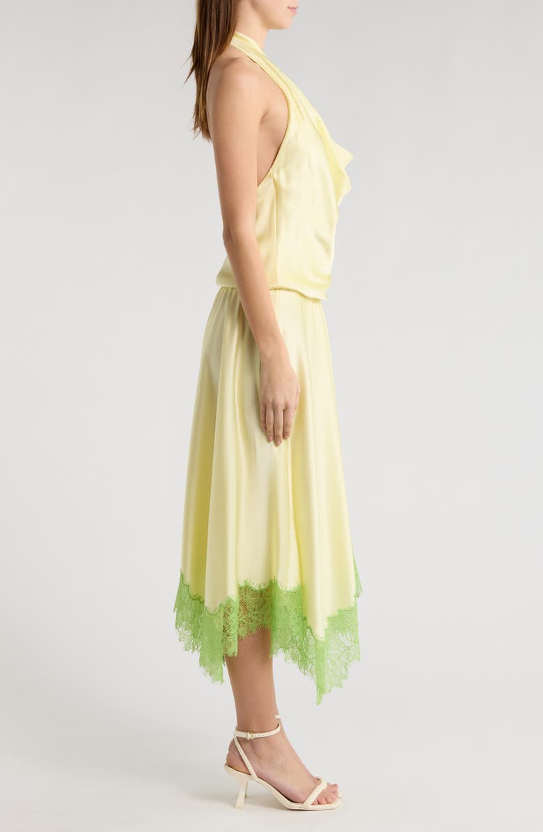 STAUD Elira Cowl Halter Neck Midi Dress, Alternate, color, Key Limes