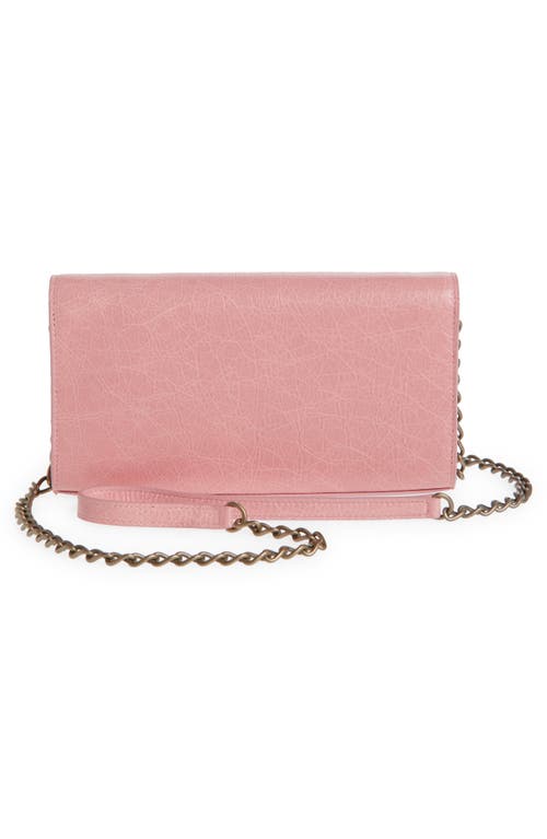 Balenciaga Le City Leather Wallet On A Chain In 5826 Vintage Pink