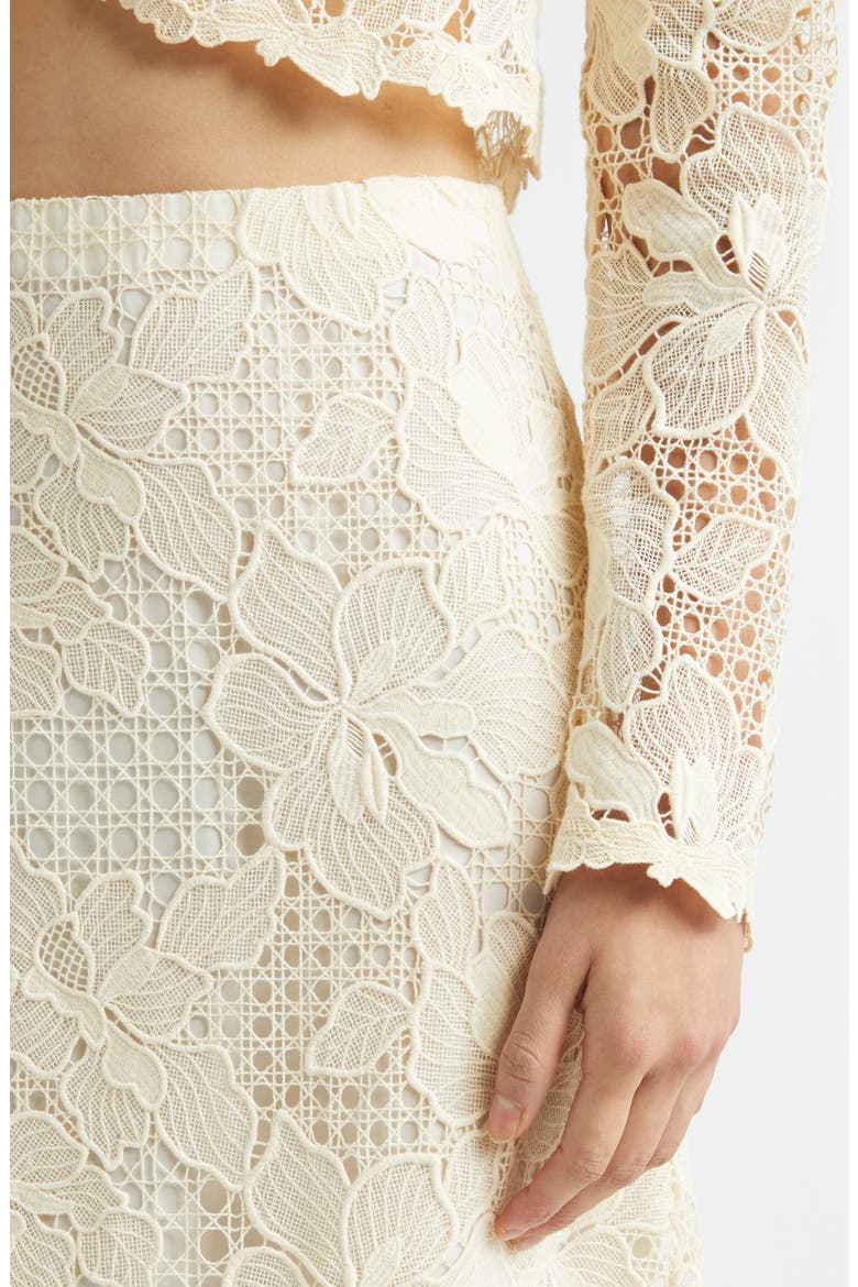 Lattice Guipure Lace Midi Skirt, Alternate, color, CREAM