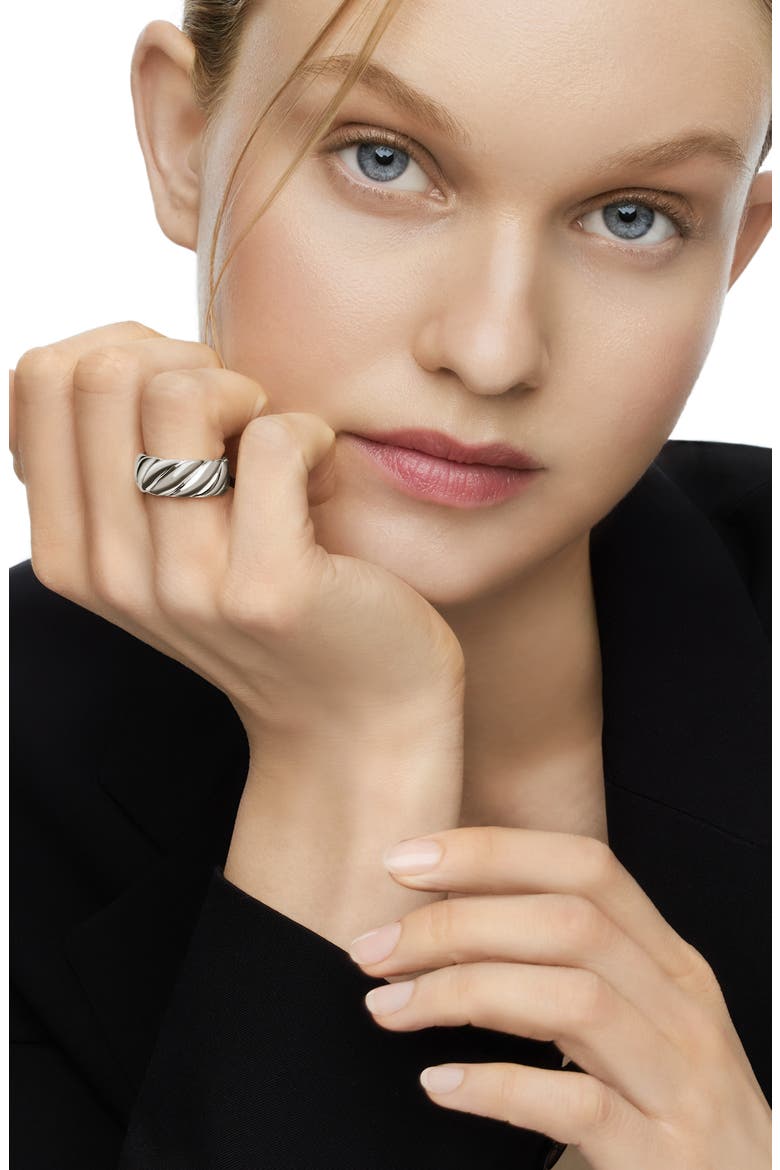 Sculpted Cable Band Ring in Sterling Silver, Alternate, color, STERLING SILVER