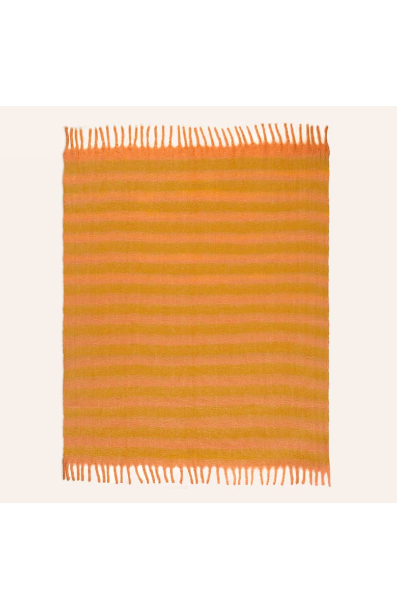 Zsa Zsa Zsu Ropar Fringed Striped Acrylic Wool Throw 55X71 In, Alternate, color, Mango-Pink