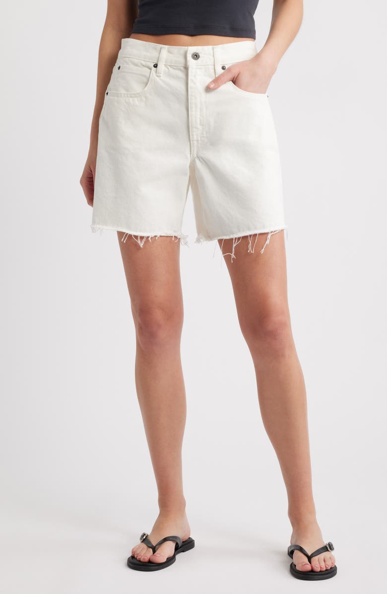 SLVRLAKE Sienna High Waist Cutoff Denim Shorts, Main, color, White
