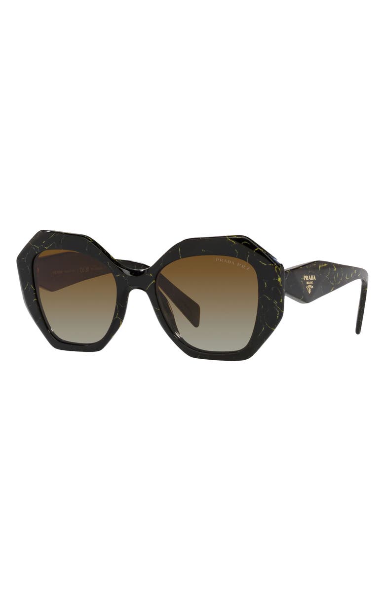 Prada 53mm Polarized Sunglasses, Alternate, color, Black Marble Polarized