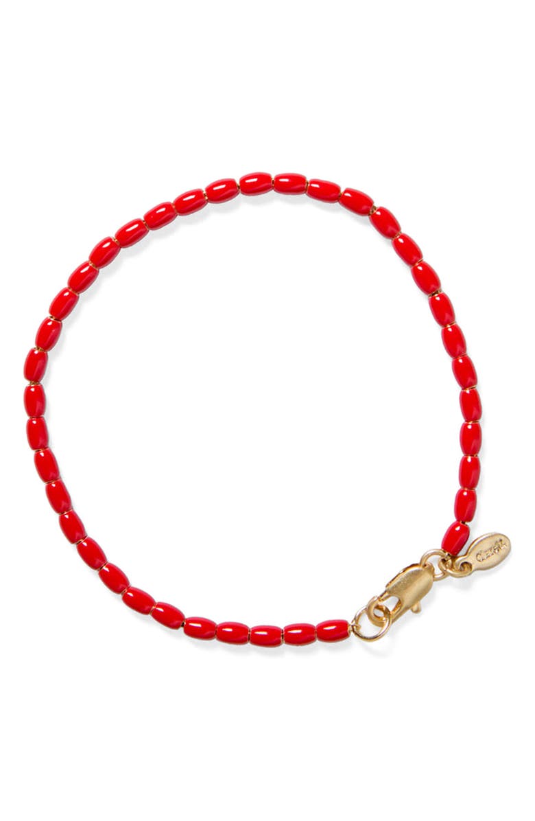 Clare V. Enamel Barrel Bead Bracelet, Main, color, Poppy