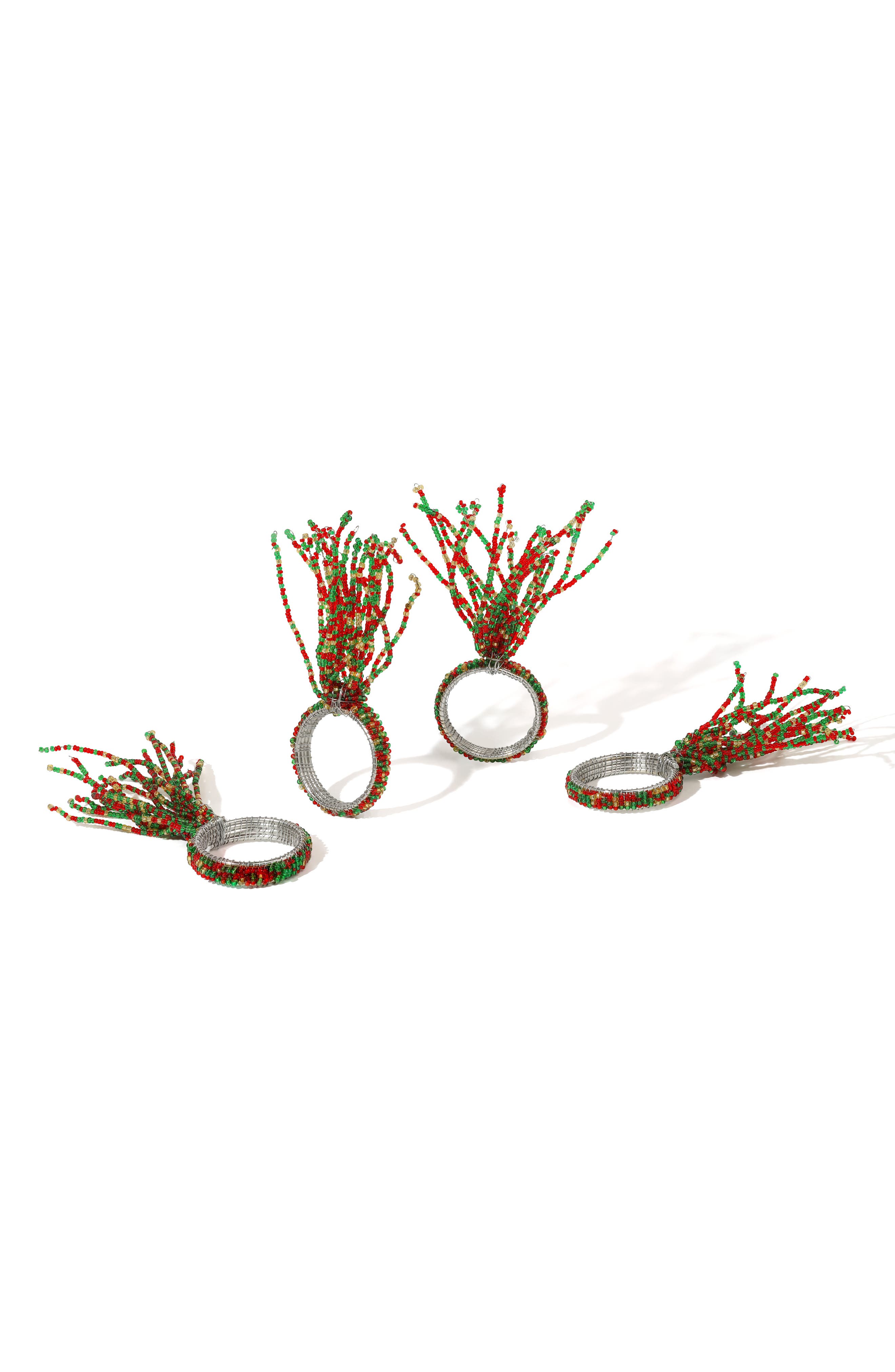 Tiramisu Holly Berry Fireworks Set of 4 Napkin Rings