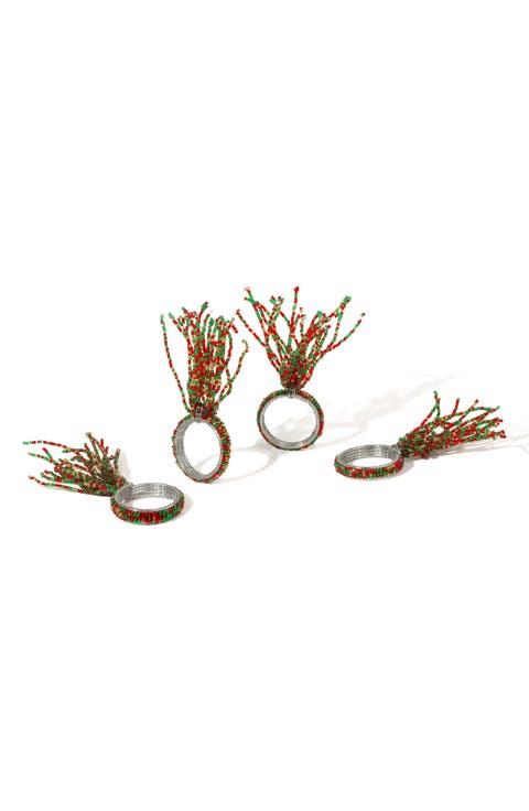 Holly Berry Fireworks Set of 4 Napkin Rings