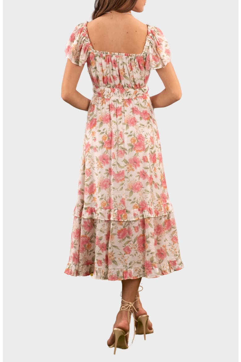 Flutter Sleeve Midi Dress, Alternate, color, PINK MULTI