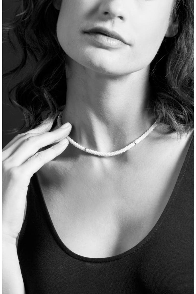 'White Caviar' 5mm Beaded Station Necklace, Alternate, color, WHITE CAVIAR