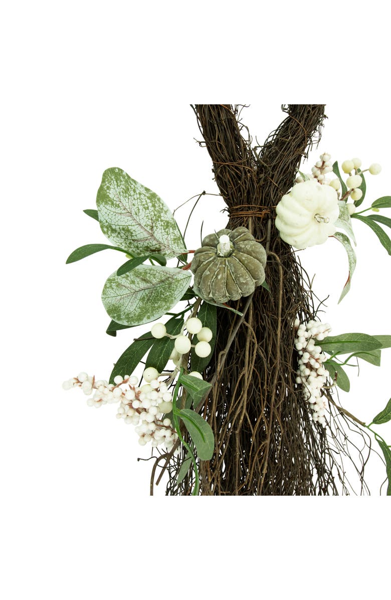 Northlight Pumpkins and Berries Artificial Fall Harvest Twig Teardrop Swag - 24", Alternate, color, 