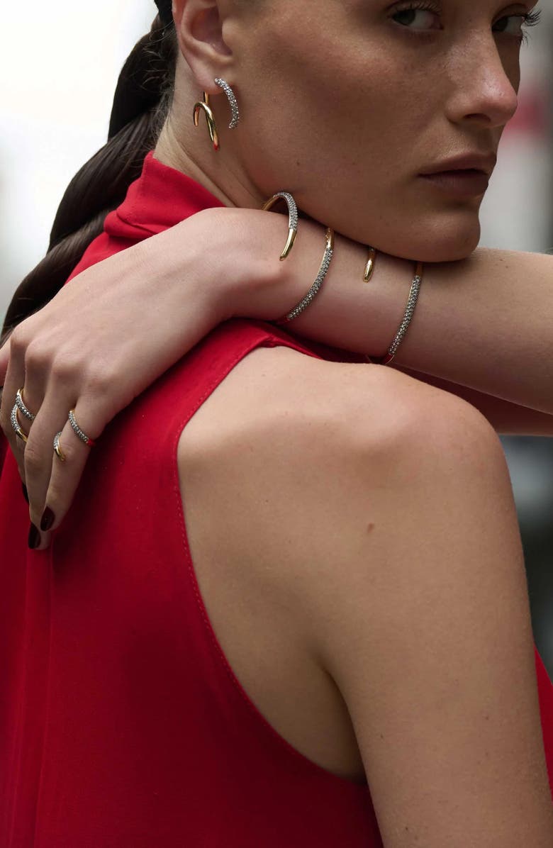 DEMARSON Bowery Pavé Swirl Earrings, Alternate, color, Gold/ Silver/ Crystal