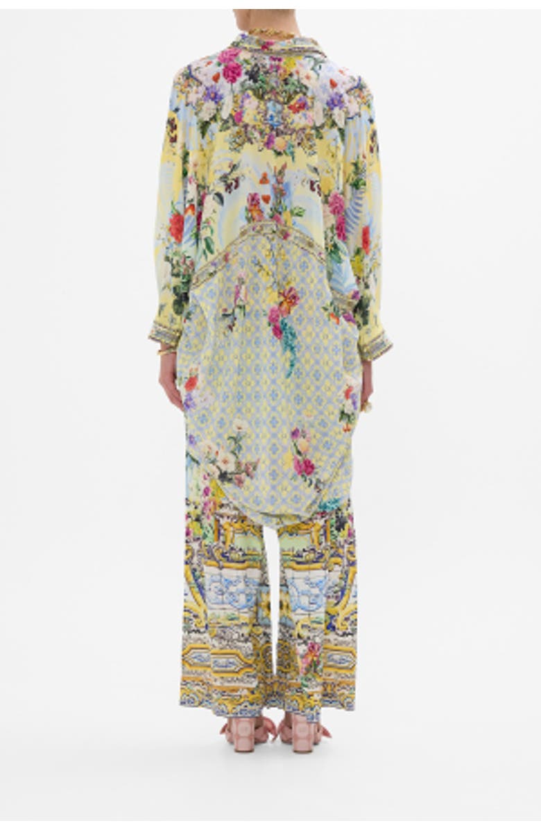 Camilla Button Up Top With Draped Back Flor Fantastica, Alternate, color, Flor Fantastica