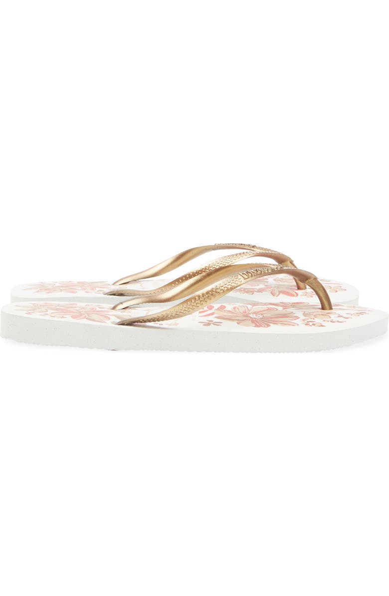 Havaianas Slim Flip Flop, Alternate, color, White/ Golden