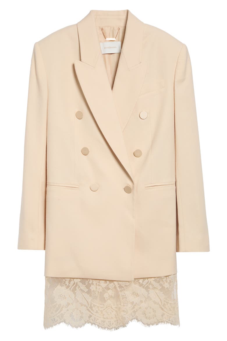 Valiant Lace Trim Stretch Wool Jacket, Main, color, CREAM
