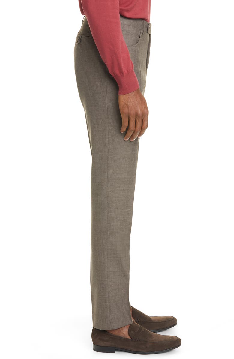 Canali Flat Front Wool Travel Dress Pants, Alternate, color,