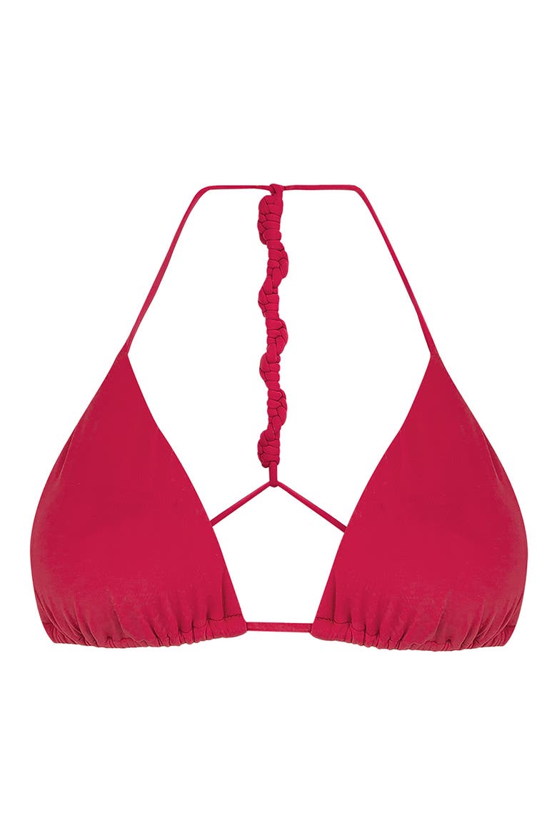 Solid Holly T-Back Bikini Top, Alternate, color, RED