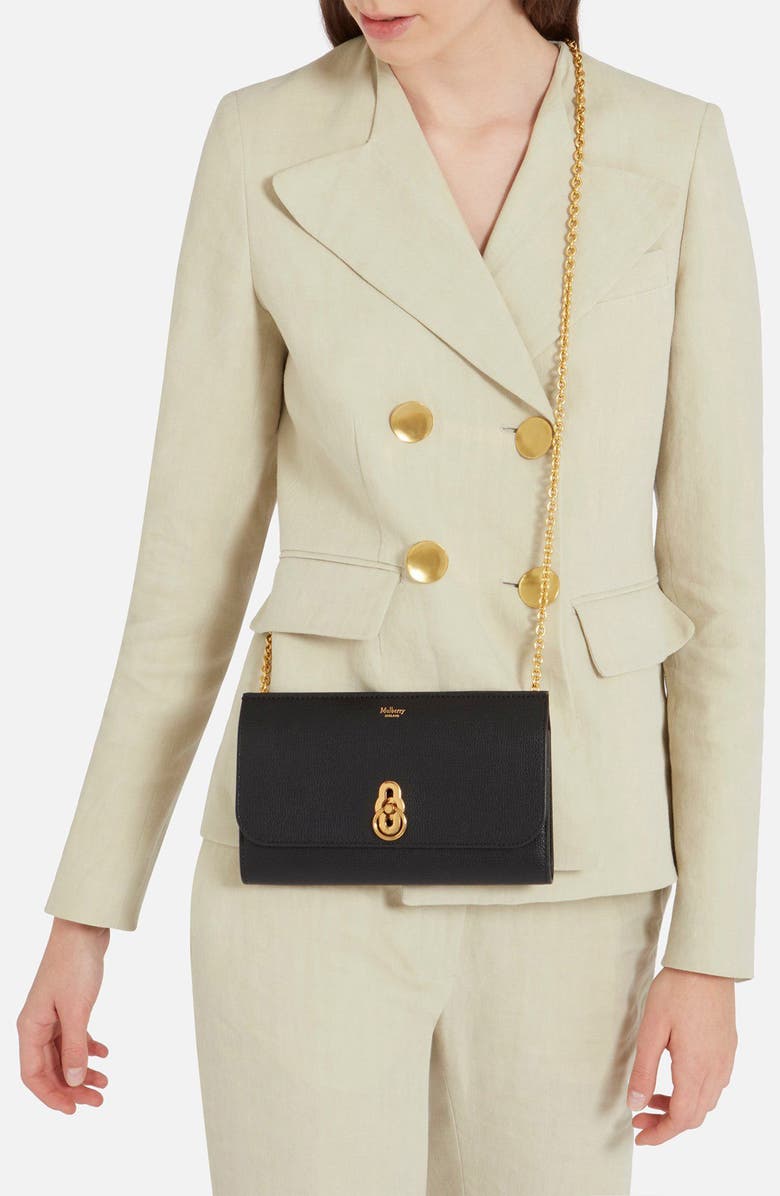 Mulberry Amberley Leather Clutch, Alternate, color, Black