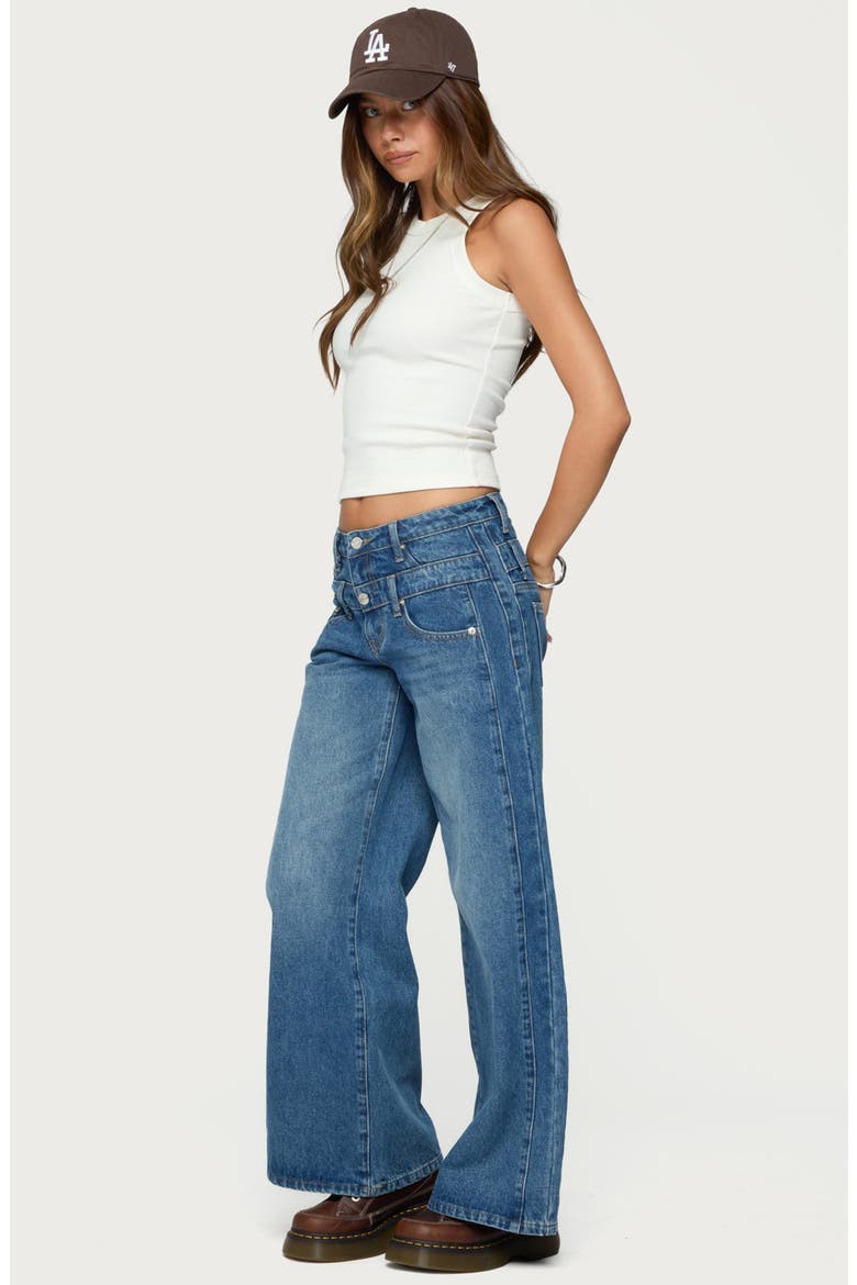 Abel Layered Waist Low Rise Wide Leg Jeans, Alternate, color, BLUE