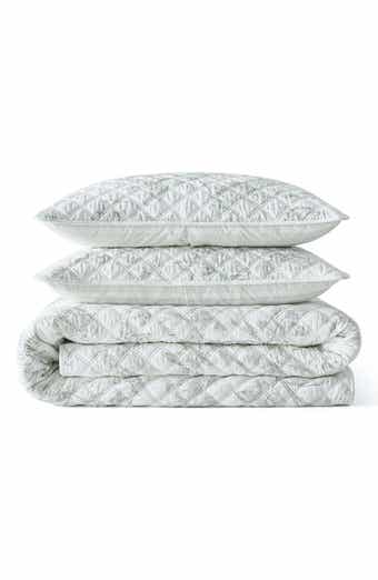 Vine Floral Reversible Cotton Percale Quilt Set