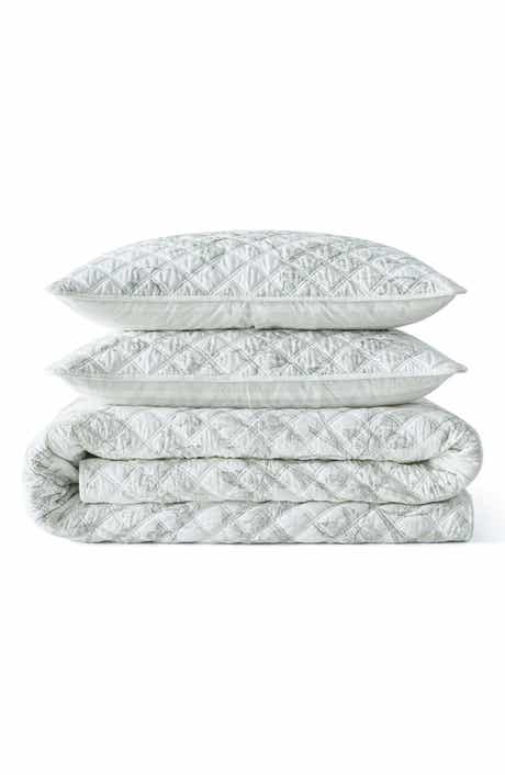 Vine Floral Reversible Cotton Percale Quilt Set