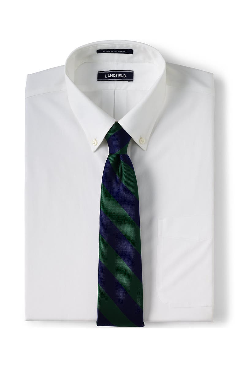 Lands' End School Uniform Stripe To Be Tied Tie, Alternate, color, Evergreen/Classic Navy Stripe