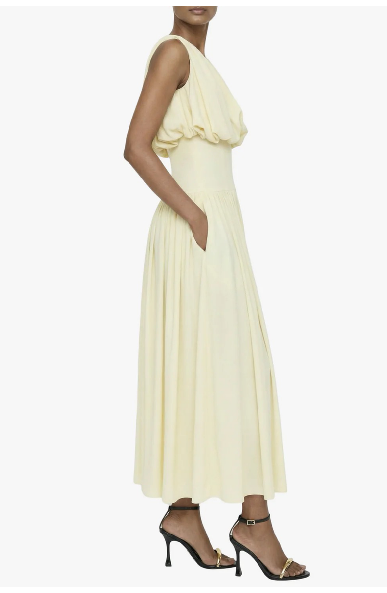 Elexiay Diana Sleeveless Gathered Pleated Drop Waist Dress, Alternate, color, Buttermilk