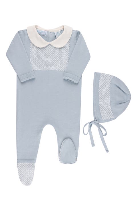 Jacquard Yoke Cotton Footie & Hat Set (Baby)