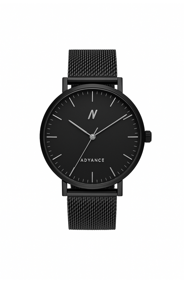 NCMPRBL Advance Black Sands Mesh Strap Watch, 40MM, Main, color, Black/Silver