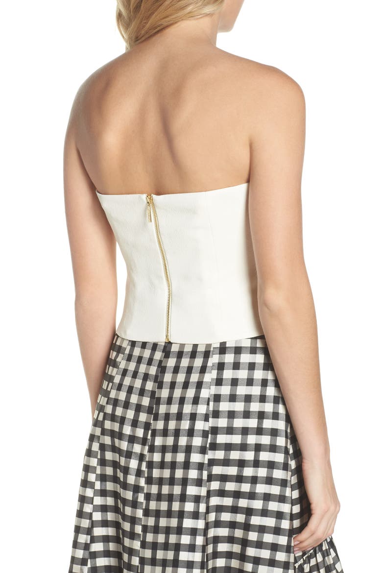 Strapless Bow Crepe Top, Alternate, color, WHITE