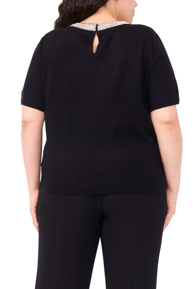 Rhinestone Trim Crewneck Sweater, Alternate, color, RICH BLACK