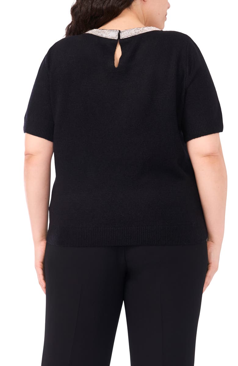 Halogen<sup>®</sup> Rhinestone Trim Crewneck Sweater, Alternate, color, Rich Black