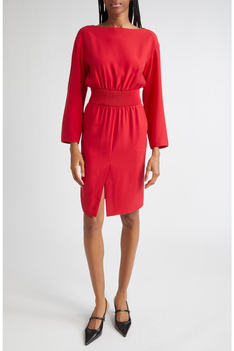 Long Sleeve Techno Cady Dress, Main, color, SOLID MEDIUM RED
