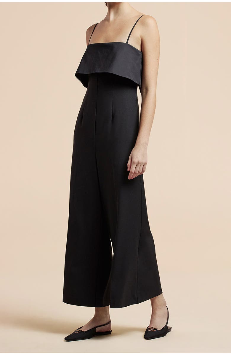 Rebecca Taylor Tuxedo Wide Leg Jumpsuit, Main, color, Black