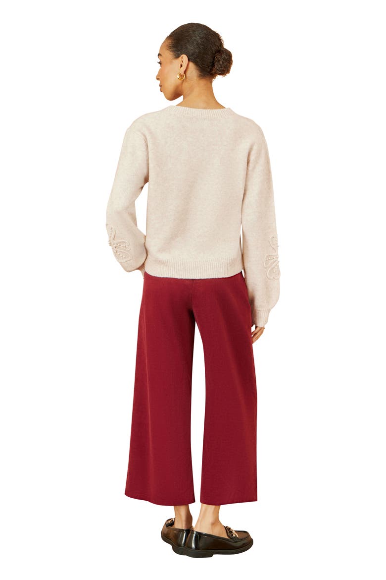 Floral Applique Sweater, Alternate, color, Oatmeal