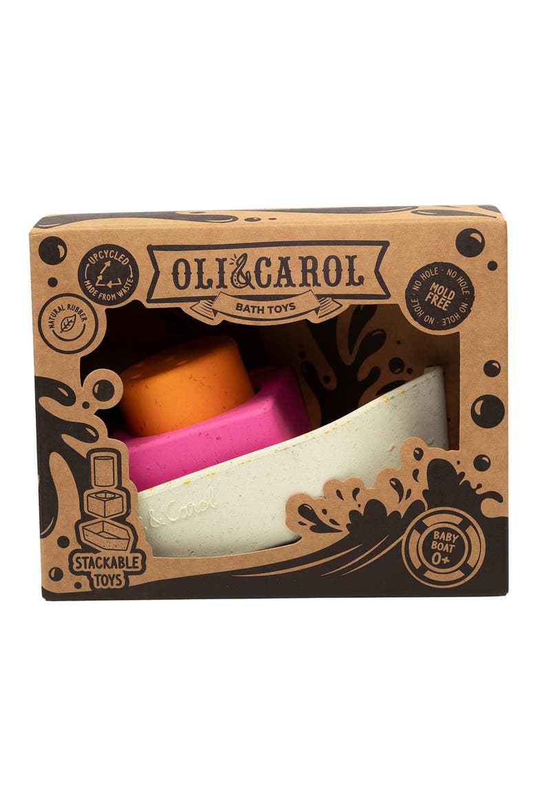 Upcycled Boat Set of 3 Bath Toys, Alternate, color, ORANGE