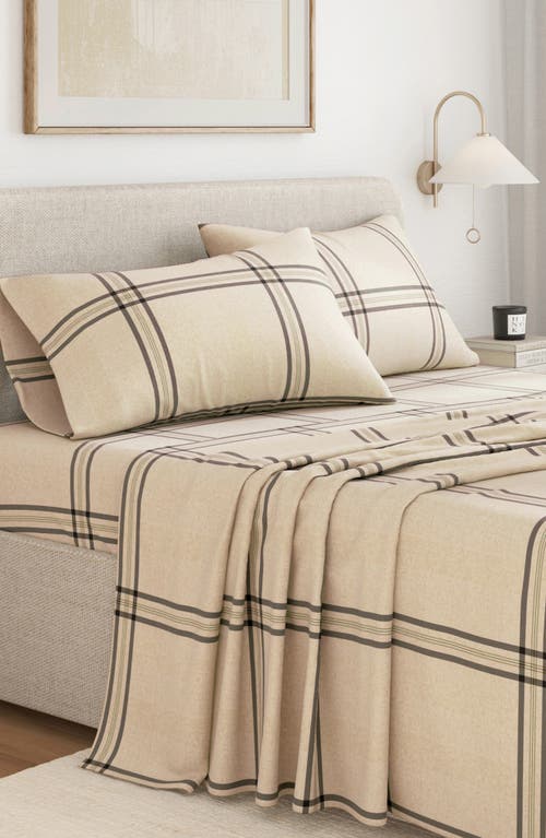Woven & Weft Plaid 4-piece Flannel Bed Sheet Set In Neutral