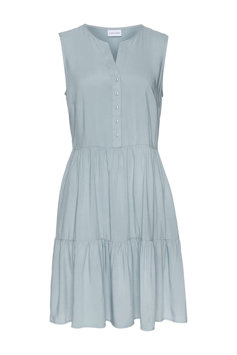 Button Up Tiered Dress, Alternate, color, Light Blue