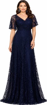 LARA New York Elegant Cape Sleeve A-line Gown
