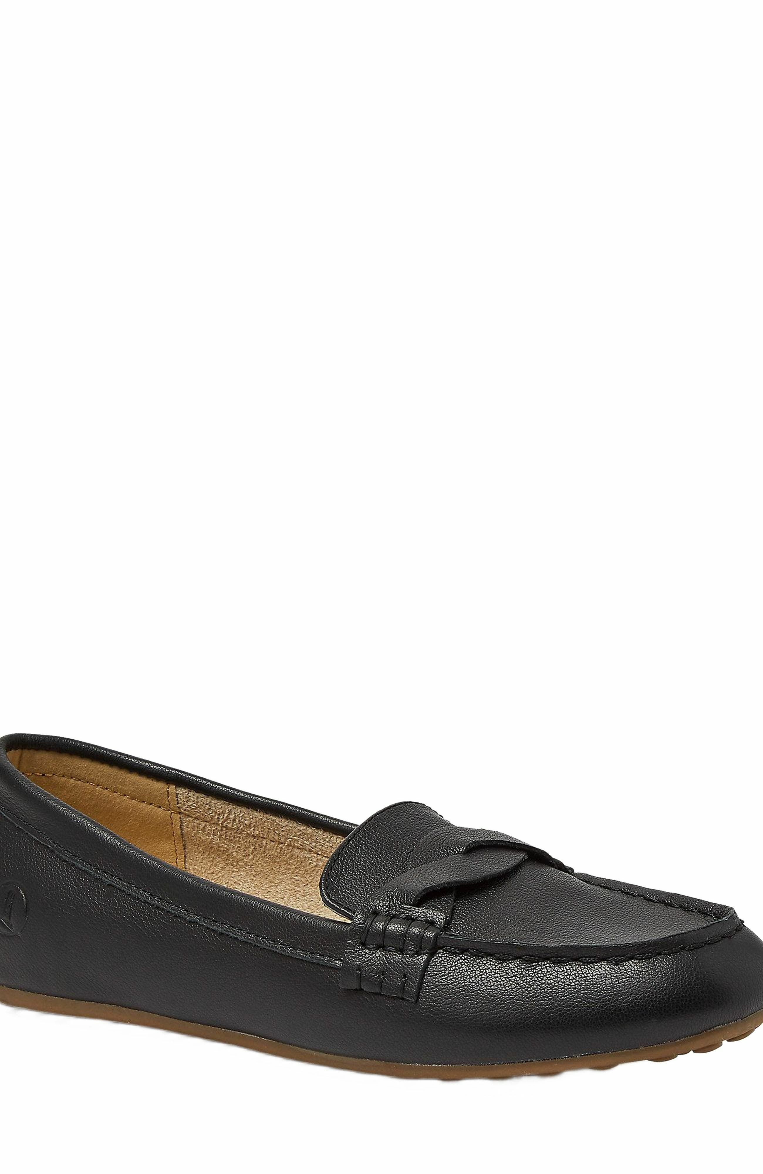Lands' End Comfort Leather Slip On Loafer Shoes, Alternate, color, Black