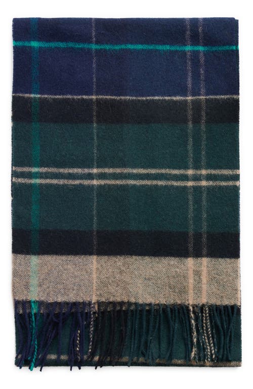 Barbour Inverness Tartan Plaid Wool Scarf In Green