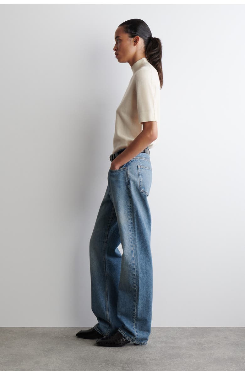 COS Cashmere Mock-Neck T-Shirt, Alternate, color, Ivory