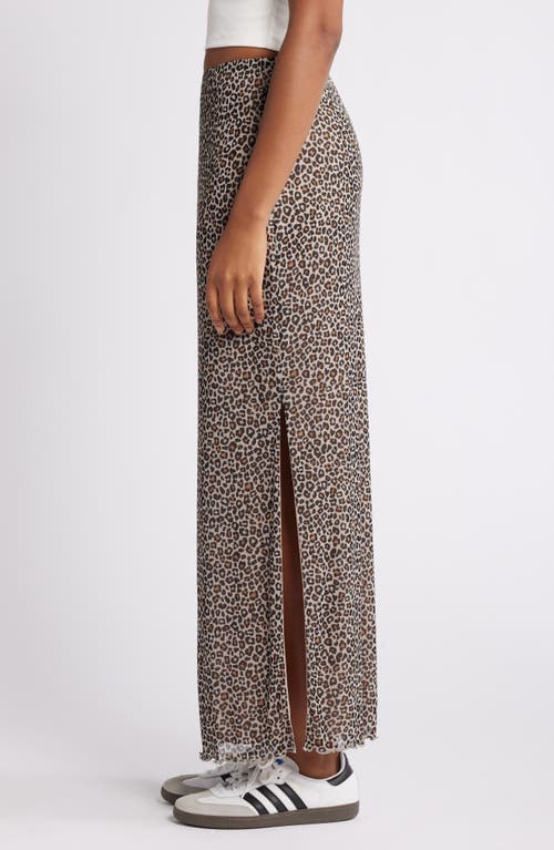 Bp. Printed Mesh Maxi Skirt In Brown