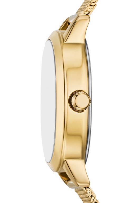 Fossil Penny Mother-of-pearl Quartz Mesh Bracelet Watch, 23mm In Gold