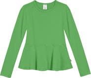 CITY THREADS Girls Soft Cotton Long Sleeve Peplum Tee